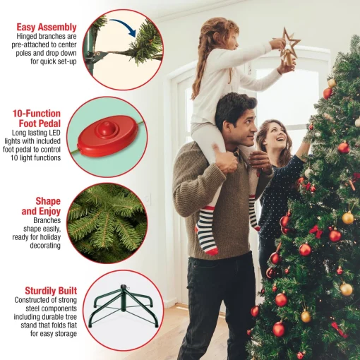 Flash Sale National Tree Company Pre-Lit Artificial Full Christmas Tree, Green, Dunhill Fir, Dual Color Led Lights, Includes Stand, 7.5 Feet