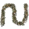 Clearance National Tree Company Pre-Lit Artificial Christmas Garland, Green, Pomegranate Pine, White Lights, Decorated With Ball Ornaments, Berry Clusters, Plug In, Christmas Collection, 9 Feet