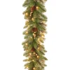 Outlet National Tree Company Pre-Lit Artificial Christmas Garland, Green, Glittery Pine, White Lights, Decorated With Pine Cones, Berry Clusters, Plug In, Christmas Collection, 9 Feet