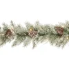 New National Tree Company Pre-Lit 'Feel Real' Artificial Christmas Garland, Green, Mountain Spruce, White Lights, Decorated With Pine Cones, Frosted Branches, Berry Clusters, Plug In, Christmas Collection, 9 Feet