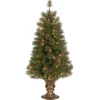 Pre-Lit Artificial Entrance Christmas Tree, Atlanta Spruce, Green, White Lights, Includes Metal Base, 4 Feet^National Tree Company Clearance