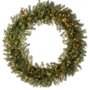 Discount National Tree Company Pre-Lit Artificial Christmas Wreath, Green, Norwood Fir, White Lights, Christmas Collection, 48 Inches