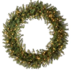Discount National Tree Company Pre-Lit Artificial Christmas Wreath, Green, Norwood Fir, White Lights, Christmas Collection, 48 Inches