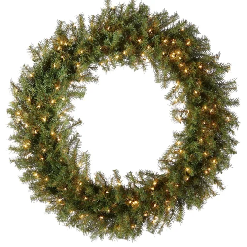 Discount National Tree Company Pre-Lit Artificial Christmas Wreath, Green, Norwood Fir, White Lights, Christmas Collection, 48 Inches