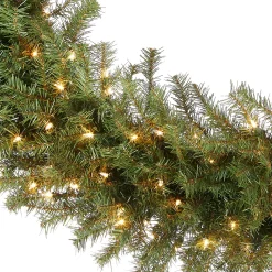 Discount National Tree Company Pre-Lit Artificial Christmas Wreath, Green, Norwood Fir, White Lights, Christmas Collection, 48 Inches