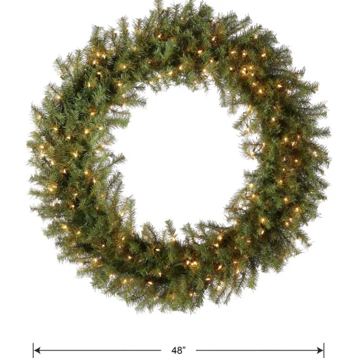 Discount National Tree Company Pre-Lit Artificial Christmas Wreath, Green, Norwood Fir, White Lights, Christmas Collection, 48 Inches