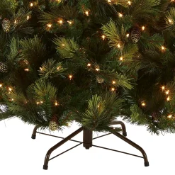 Shop National Tree Company Pre-Lit 'Feel Real' Artificial Full Christmas Tree, Green, Carolina Pine, Clear Lights, Flocked With Pine Cones, Includes Stand, 6.5 Feet