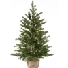 Best Sale National Tree Company Pre-Lit 'Feel Real' Artificial Mini Christmas Tree, Green, Nordic Spruce, White Lights, Includes Burlap Bag Base, 3 Feet