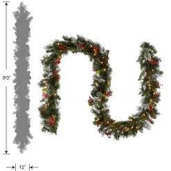 Cheap National Tree Company Pre-Lit Artificial Christmas Garland, Green, Wintry Pine, White Lights, Decorated With Pine Cones, Berry Clusters, Plug In, Christmas Collection, 9 Feet
