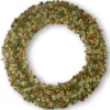 Best Sale National Tree Company Pre-Lit Artificial Christmas Wreath, Green, Wintry Pine, White Lights, Decorated With Frosted Branches, Berry Clusters, Pine Cones, Christmas Collection, 72 Inches