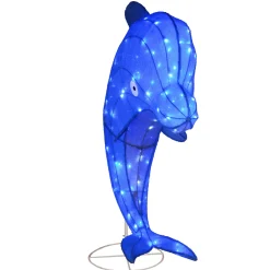 Pre-Lit Blue Dolphin Outdoor Decoration, Led Lights, Plug In, Spring Collection, 40 Inches^National Tree Company Fashion