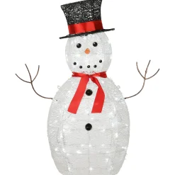 Fashion National Tree Company Pre Lit Sisal Snowman Decoration, Cool White Led Lights, Plug In, Christmas Collection, 36 Inches