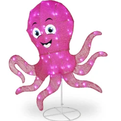 Pre-Lit Purple Smiling Octopus Outdoor Decoration, Led Lights, Plug In, Spring Collection, 36 Inches^National Tree Company Best Sale