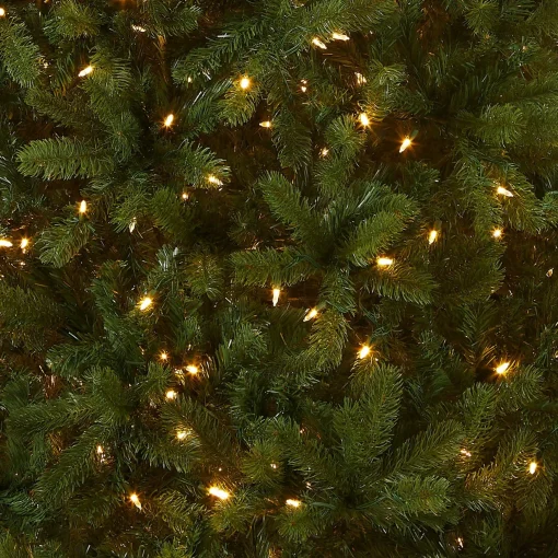 New National Tree Company Pre-Lit 'Feel Real' Artificial Full Downswept Christmas Tree, Green, Douglas Fir, Dual Color Led Lights, Includes Stand, 7.5 Feet