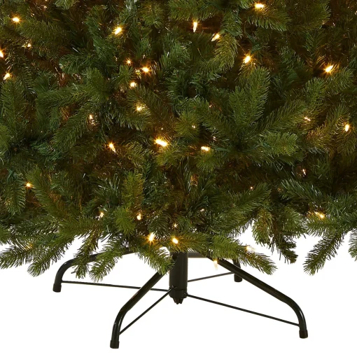 New National Tree Company Pre-Lit 'Feel Real' Artificial Full Downswept Christmas Tree, Green, Douglas Fir, Dual Color Led Lights, Includes Stand, 7.5 Feet