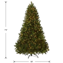 New National Tree Company Pre-Lit 'Feel Real' Artificial Full Downswept Christmas Tree, Green, Douglas Fir, Dual Color Led Lights, Includes Stand, 7.5 Feet