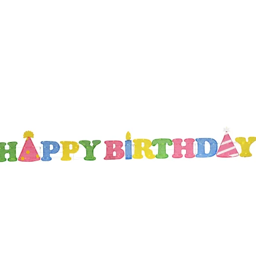 Pre-Lit Happy Birthday Outdoor Sign Decoration, Yellow, Includes 150 Led Lights, Spring Collection, 15 Feet^National Tree Company Shop
