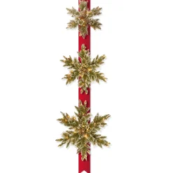 Best Sale National Tree Company Pre-Lit Artificial Christmas Hanging Snowflakes Door Decoration, Green, Glittery Bristle Pine, White Lights, Christmas Collection, 77 Inches