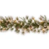 Store National Tree Company Pre-Lit 'Feel Real' Artificial Christmas Garland, Green, Liberty Pine, White Lights, Decorated With Pine Cones, Frosted Branches, Plug In, Christmas Collection, 9 Feet