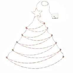 Outlet National Tree Company , Pre-Lit Artificial Silver Christmas Tree, Hanging Metal Wire Decoration, With Warm White Led Lights, Battery Powered, 37 In