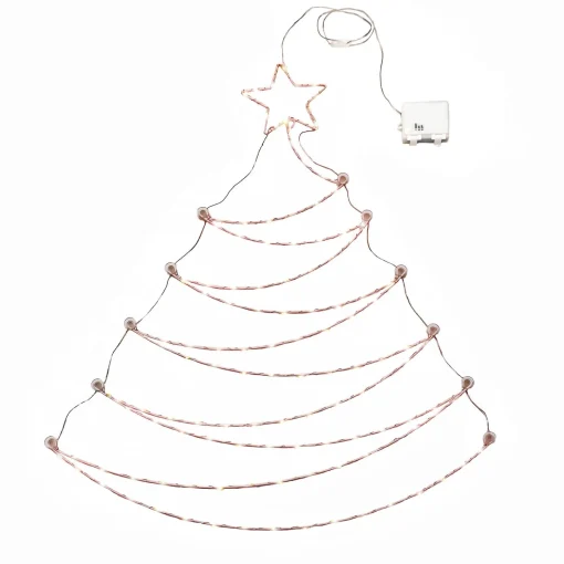 Outlet National Tree Company , Pre-Lit Artificial Silver Christmas Tree, Hanging Metal Wire Decoration, With Warm White Led Lights, Battery Powered, 37 In