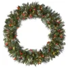 Flash Sale National Tree Company Pre-Lit Artificial Christmas Wreath, Green, Wintry Pine, White Lights, Decorated With Pine Cones, Berry Clusters, Frosted Branches, Christmas Collection, 48 Inches