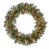 Shop National Tree Company Pre-Lit Artificial Christmas Wreath, Green, Crestwood Spruce, White Lights, Decorated With Pine Cones, Berry Clusters, Frosted Branches, Christmas Collection, 36 Inches