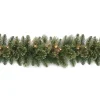 Fashion National Tree Company Pre-Lit Artificial Christmas Garland, Green, Golden Bristle, White Lights, Decorated With Pine Cones, Plug In, Christmas Collection, 9 Feet