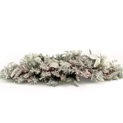 New National Tree Company , Pre-Lit Artificial Christmas Swag Frosted Colonial Mantle Swag, White Led Lights, Battery Powered, 3 Ft