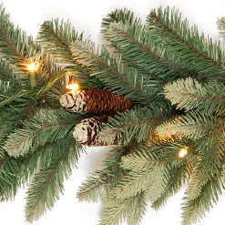 Hot National Tree Company Pre-Lit Artificial Christmas Garland, Green, Copenhagen Spruce, White Lights, Plug In, Christmas Collection, 9 Feet