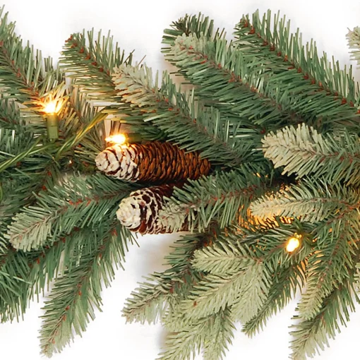 Hot National Tree Company Pre-Lit Artificial Christmas Garland, Green, Copenhagen Spruce, White Lights, Plug In, Christmas Collection, 9 Feet