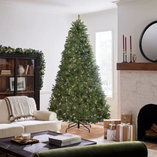 Cheap National Tree Company Pre-Lit Artificial Full Christmas Tree, Green, Dunhill Fir, Clear Lights, Includes Powerconnect And Stand, 9 Feet