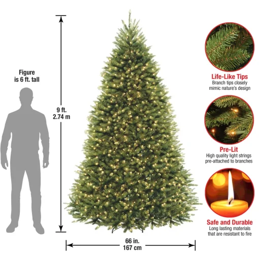 Cheap National Tree Company Pre-Lit Artificial Full Christmas Tree, Green, Dunhill Fir, Clear Lights, Includes Powerconnect And Stand, 9 Feet