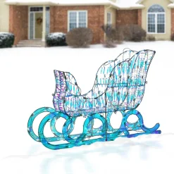Clearance National Tree Company Pre Lit Iridescent Santa Sleigh Decoration, Strung With 105 Cool White Led Lights, Plug In, Christmas Collection, 26 Inches