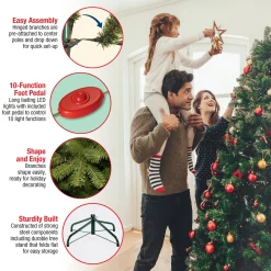 Best National Tree Company Pre-Lit Artificial Full Christmas Tree, Green, Dunhill Fir, Dual Color Led Lights, Includes Stand, 7.5 Feet