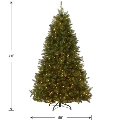 Best National Tree Company Pre-Lit Artificial Full Christmas Tree, Green, Dunhill Fir, Dual Color Led Lights, Includes Stand, 7.5 Feet