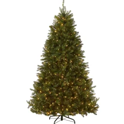 Best National Tree Company Pre-Lit Artificial Full Christmas Tree, Green, Dunhill Fir, Dual Color Led Lights, Includes Stand, 7.5 Feet
