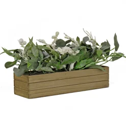 Outlet National Tree Company Rectangular Planter Box With Christmas Greenery, White Berries, 22 In