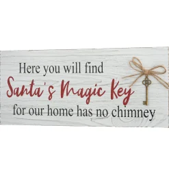 Hot National Tree Company Santa'S Key Tabletop Ornate Christmas Sign, White And Red, 16 In