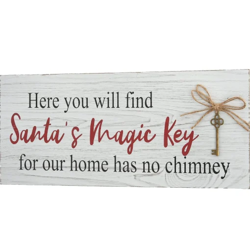 Hot National Tree Company Santa'S Key Tabletop Ornate Christmas Sign, White And Red, 16 In