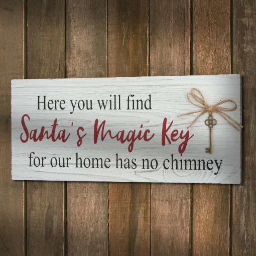 Hot National Tree Company Santa'S Key Tabletop Ornate Christmas Sign, White And Red, 16 In