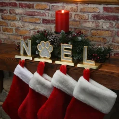 Shop National Tree Company Silver Sparkle Noel Christmas Stocking Holders, Silver And Gold With Paw Print, 4 Pieces, 5 In