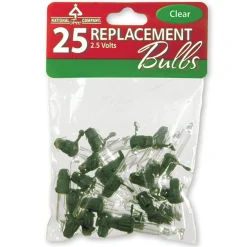 Hot National Tree Company White Incandescent Replacement Bulbs, 2.5 Volts, Christmas Collection, Pack Of 25