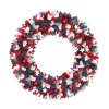 Best National Tree Company Patriotic Artificial Hanging Wreath Foam Base Decorated With Red White And Blue Flowers Petals Tinsel 4Th Of July Collection 21 Inches