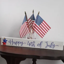 Discount National Tree Company Patriotic Happy 4Th Of July Table Decoration Wood Construction 4Th Of July Collection 19 Inches