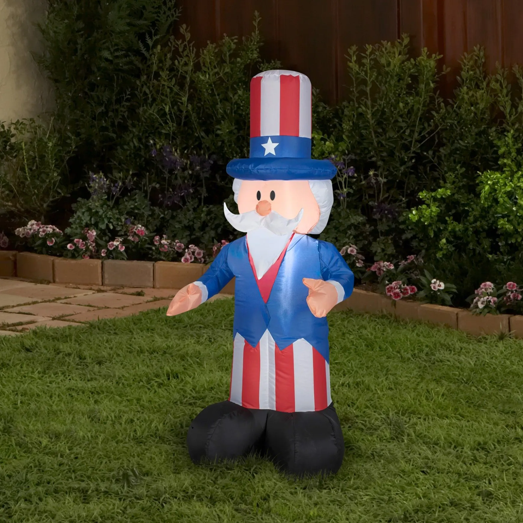 Flash Sale National Tree Company Patriotic Inflatable Decoration Blue Uncle Sam Wearing Red White And Blue Suit And Hat Self Inflating Plug In Fourth Of July Collection 48 Inches