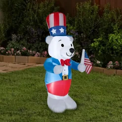 Sale National Tree Company Patriotic Inflatable Decoration Blue White Bear Wearing Red White And Blue Suit And Hat Self Inflating Plug In Fourth Of July Collection 48 Inches