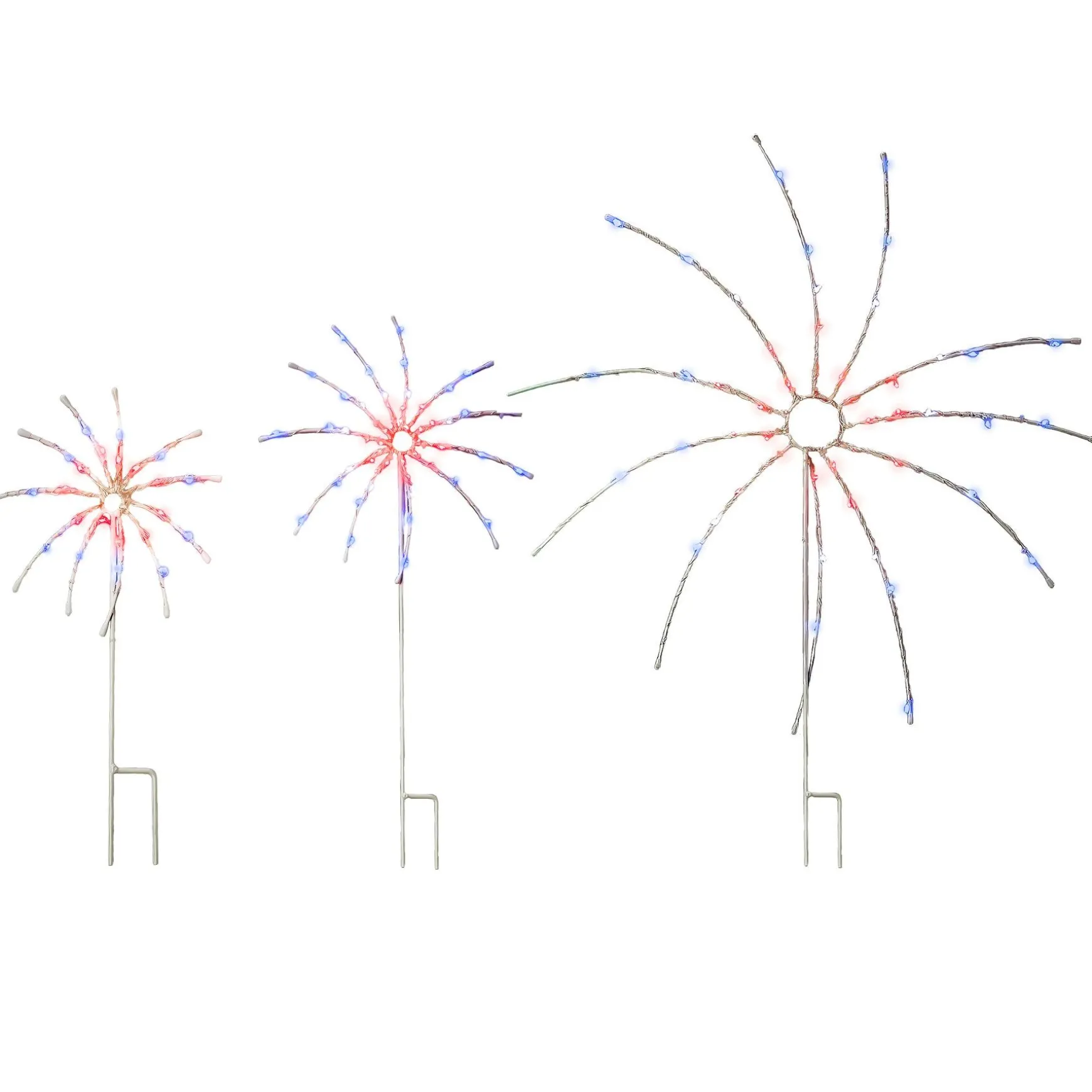 Hot National Tree Company Patriotic Light Up Fireworks Lawn Decor, 3Pc, 165 Multi Copper Wire Led Lights, Ul