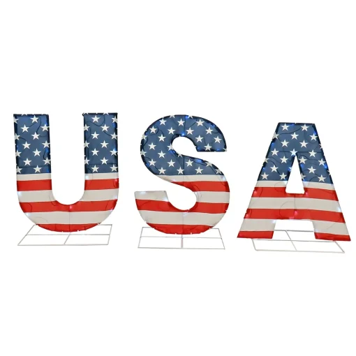 Flash Sale National Tree Company Patriotic "Usa" Outdoor Light Up Lawn Decor, 70 Cool White Led Lights, 18 Inch