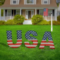 Flash Sale National Tree Company Patriotic "Usa" Outdoor Light Up Lawn Decor, 70 Cool White Led Lights, 18 Inch